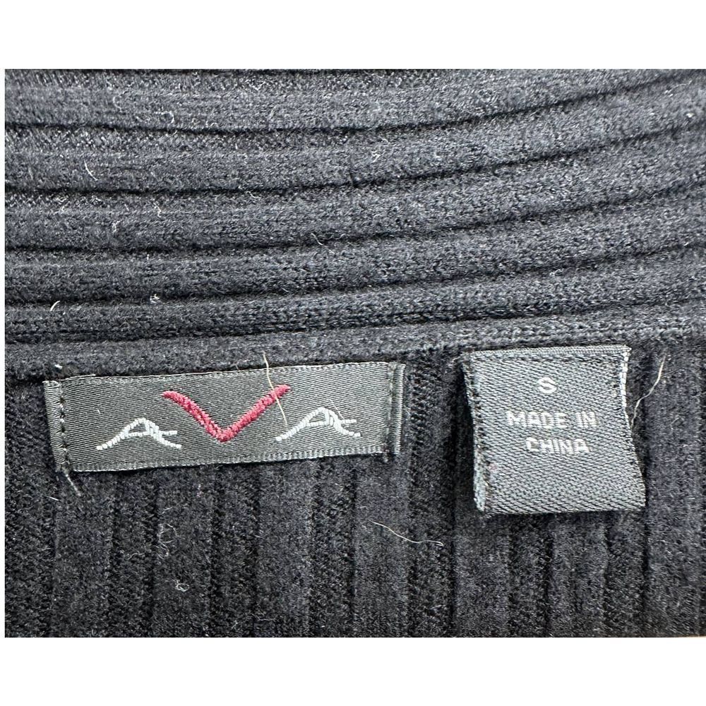 AVA Black Ribbed Open Front Cardigan Small - Picture 3 of 9